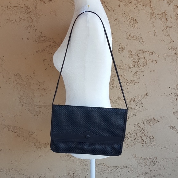 Vintage‎ Black Straw Clutch and Shoulder Bag - Picture 2 of 7
